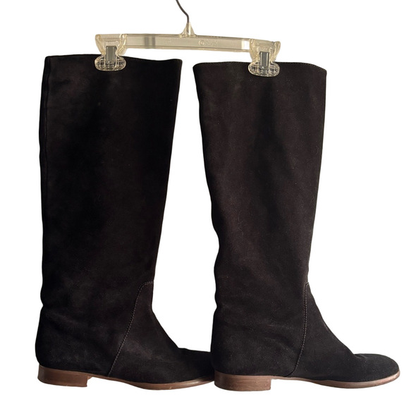 J. Crew Black Knee Boots beautiful Suede with Leather lining Gently Used - Picture 2 of 11